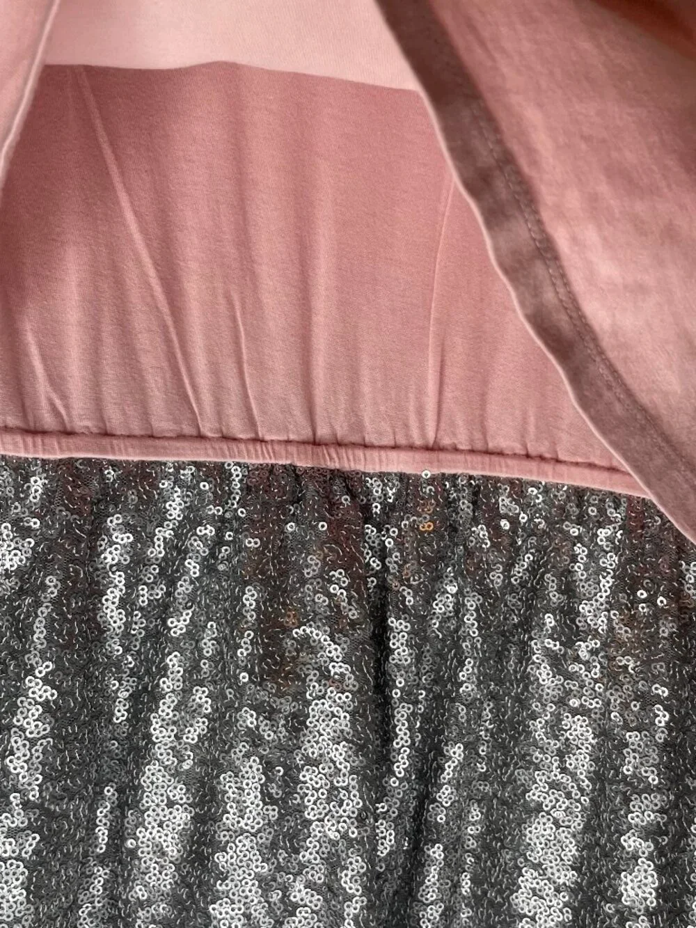 GAP Kids Y2K Layered Sequin Dress Pink Silver Crop Tee Mini Size L 12